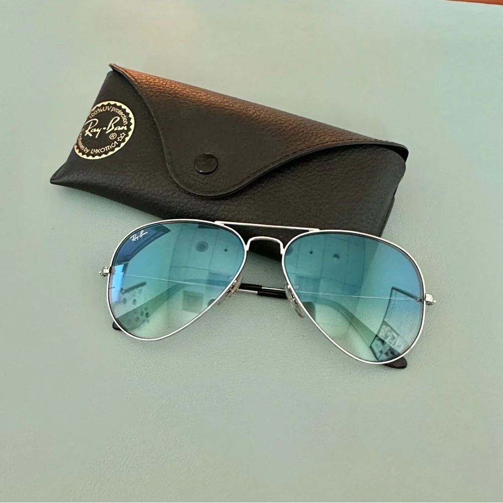 | ray ban • blue lense 2035 aviator silver frame | - Picture 16 of 16